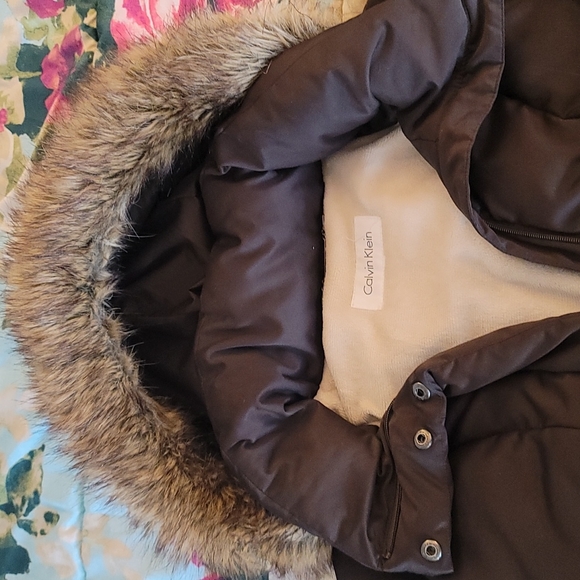 Calvin Klein 1X brown down winter coat - Picture 3 of 14